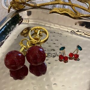 Cherry Earrings & Cherry Bag Charm Bundle